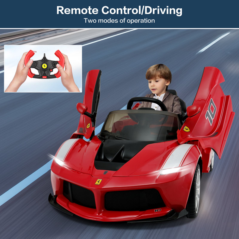 Licensed Ferrari LaFerrari Racing Ride On Car 12V Kids Electric Car with Remote Control Openable Hydraulic Scissor Doors Leather Seat Spring